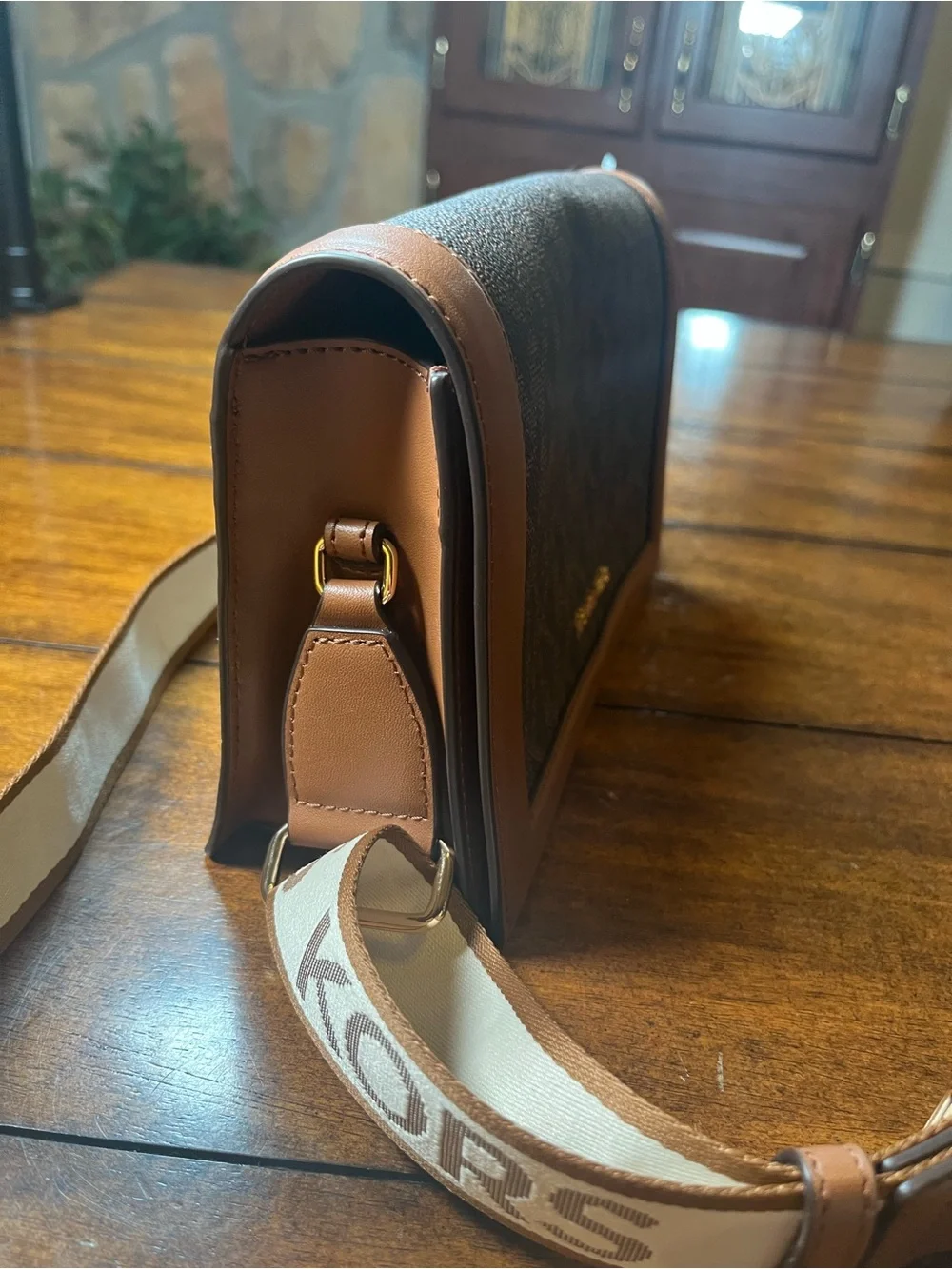 Michael Kors Brown and Black Logo Trim Crossbody